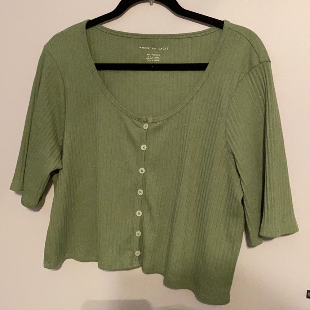 American Eagle button crop top